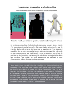Article du cercle des auteurs et autrices de l’A.c.o.P. – Sophie Duquette : Les remises en question professionnelles